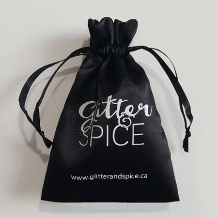 Black satin packaging bag with custom logo 3