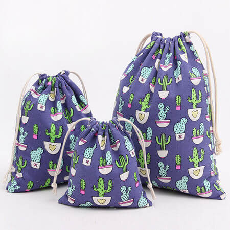 Cotton linen drawstring bag custom size 1
