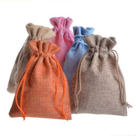 Natural linen drawstring gift bags 1
