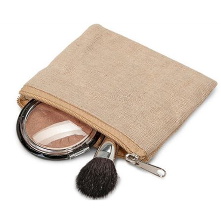 Plain linen fashion travel cosmetic bag 1