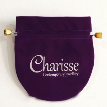 Printed violet velvet pouch 2