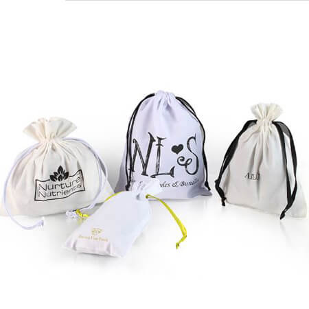 White cotton gift bags with printed logo 1