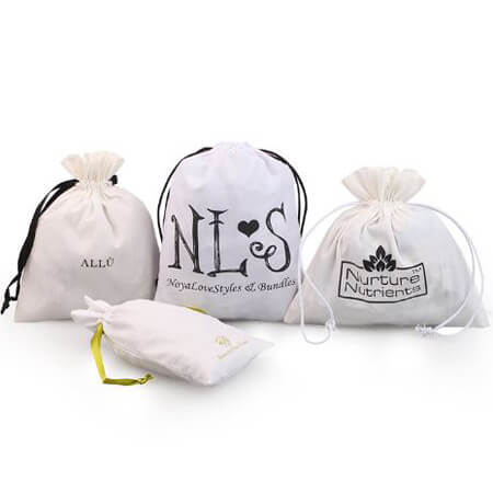 White cotton gift bags with printed logo 3