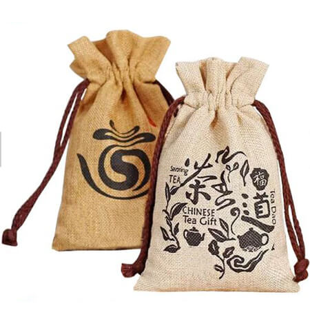 Custom design jute tea gift bag 1