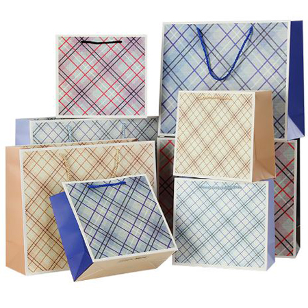 Recycled grid gift bags 1