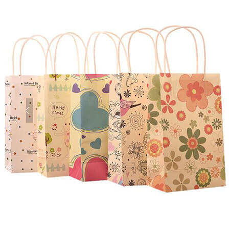 Small printing flower paper shopping bags 1