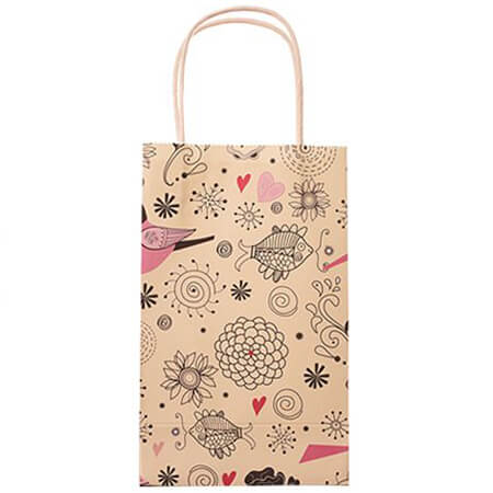 Small printing flower paper shopping bags 3