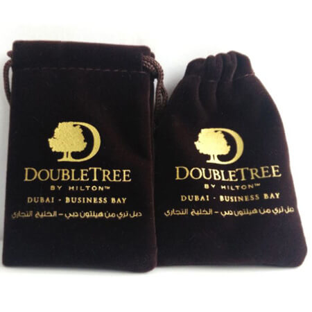 Printed velvet pouch for Dubai client 1