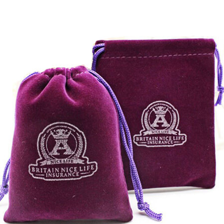 Purple drawstring velvet pouch 1