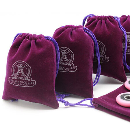 Purple drawstring velvet pouch 2