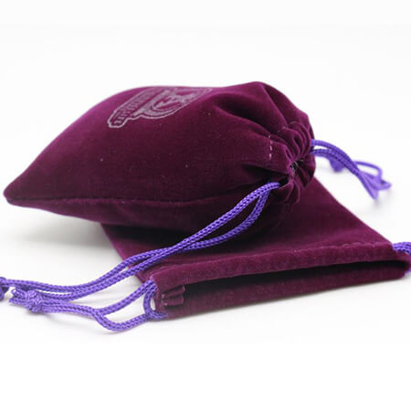 Purple drawstring velvet pouch 3