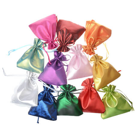 Smooth satin silk drawstring pouch 1