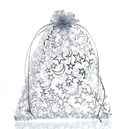 Star moon white organza jewelry bags 1