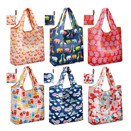 Fashion reusable folding polyester handbags 1