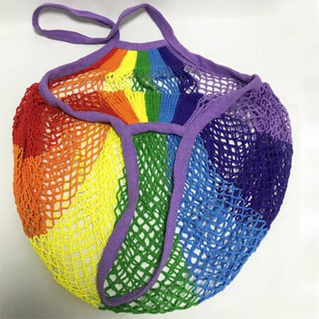 Rainbow knitted string cotton mesh grocery bag 2