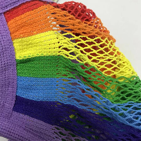 Rainbow knitted string cotton mesh grocery bag 3