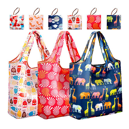 Large Drawstring Reusable Shopping Bag Foldable Nylon Tote Bag