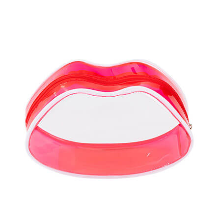 PVC Transparent Waterproof Cosmetic Bag Red lips