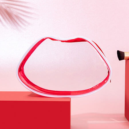 PVC Transparent Waterproof Cosmetic Bag Red lips 2