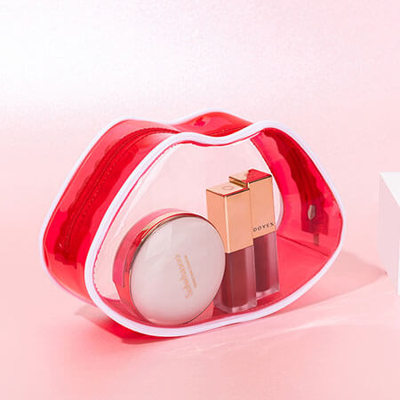 PVC Transparent Waterproof Cosmetic Bag Red lips 3