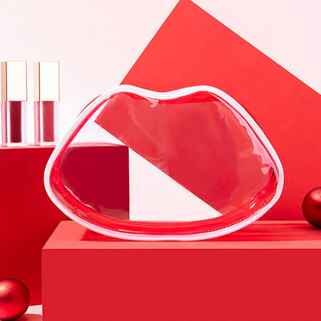 PVC Transparent Waterproof Cosmetic Bag Red lips 4